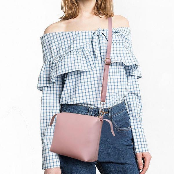 Herre Kvinder Imiteret Læder I Tre Dele Sæt Kvast Håndtaske Crossbody Taske Clutch Taske