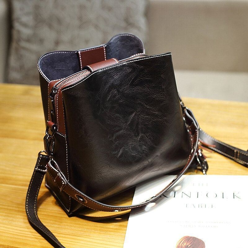 Herre Kvinder Vintage Imiteret Læder Crossbody-taske Skuldertasker Bucket Bag Crossbody-taske