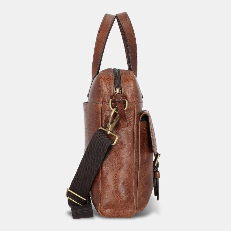 Herre Pu Læder Vintage Bussiness Alsidig Multi-lommer Lærertaske Briefcase Multifunktion Crossbody Taske Håndtaske