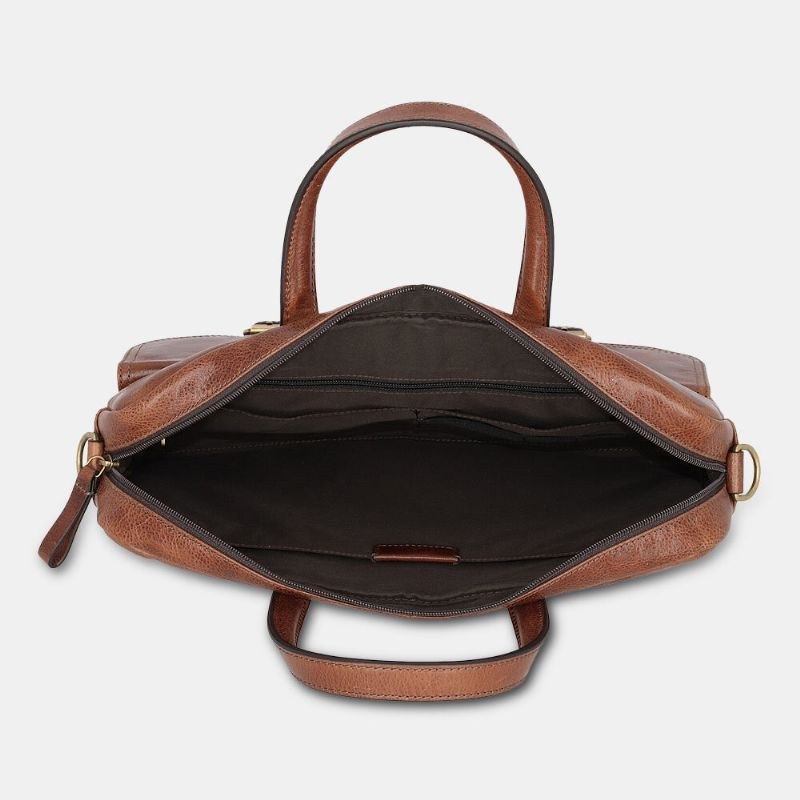 Herre Pu Læder Vintage Bussiness Alsidig Multi-lommer Lærertaske Briefcase Multifunktion Crossbody Taske Håndtaske