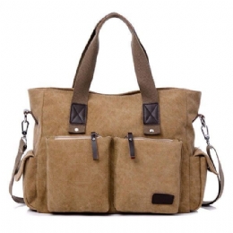 Stor Kapacitet Mænd Kvinder Canvas Multifunktionel Crossbody Taske Canvas Outdoor Håndtaske