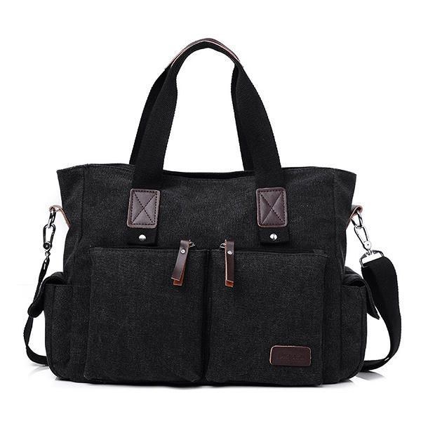 Stor Kapacitet Mænd Kvinder Canvas Multifunktionel Crossbody Taske Canvas Outdoor Håndtaske