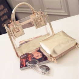 Transparent Gelly Crystal Bag Celeb Tote Sand Strandtaske Skulder Håndtaske