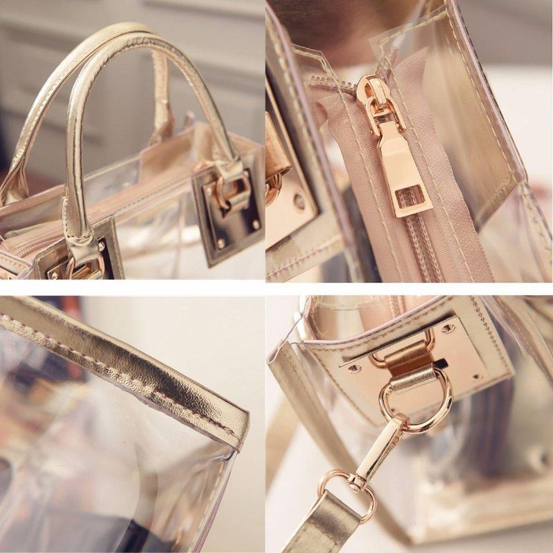 Transparent Gelly Crystal Bag Celeb Tote Sand Strandtaske Skulder Håndtaske