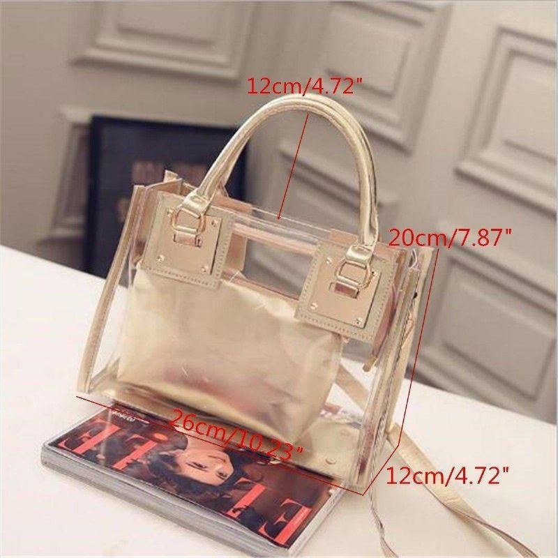 Transparent Gelly Crystal Bag Celeb Tote Sand Strandtaske Skulder Håndtaske