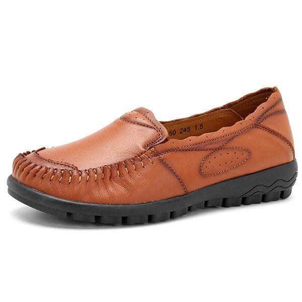 Ægte Læder Kvinder Comfy Casual Flat Loafers