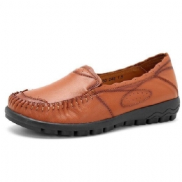 Ægte Læder Kvinder Comfy Casual Flat Loafers