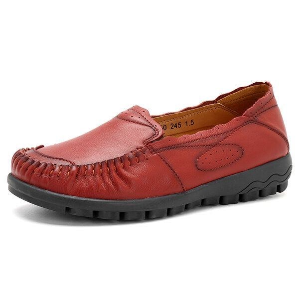 Ægte Læder Kvinder Comfy Casual Flat Loafers