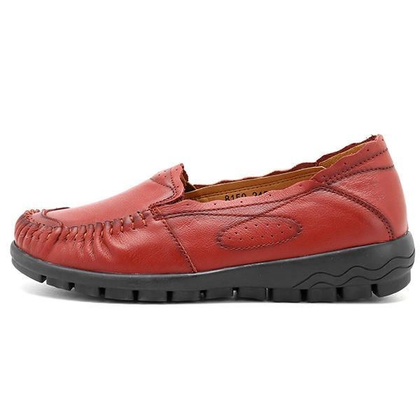 Ægte Læder Kvinder Comfy Casual Flat Loafers