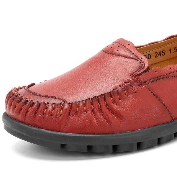 Ægte Læder Kvinder Comfy Casual Flat Loafers