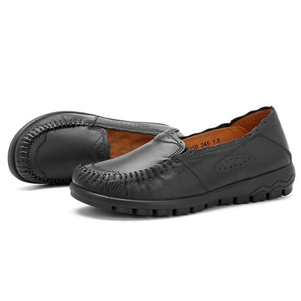 Ægte Læder Kvinder Comfy Casual Flat Loafers