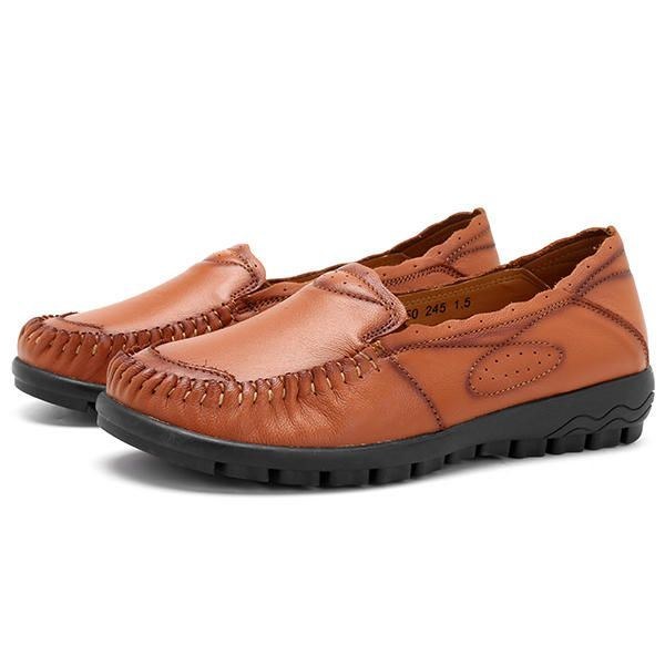 Ægte Læder Kvinder Comfy Casual Flat Loafers