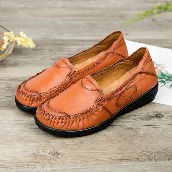 Ægte Læder Kvinder Comfy Casual Flat Loafers