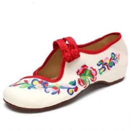 Blomsterbroderede Slip On Retro Flat Loafers Til Kvinder