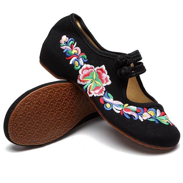 Blomsterbroderede Slip On Retro Flat Loafers Til Kvinder