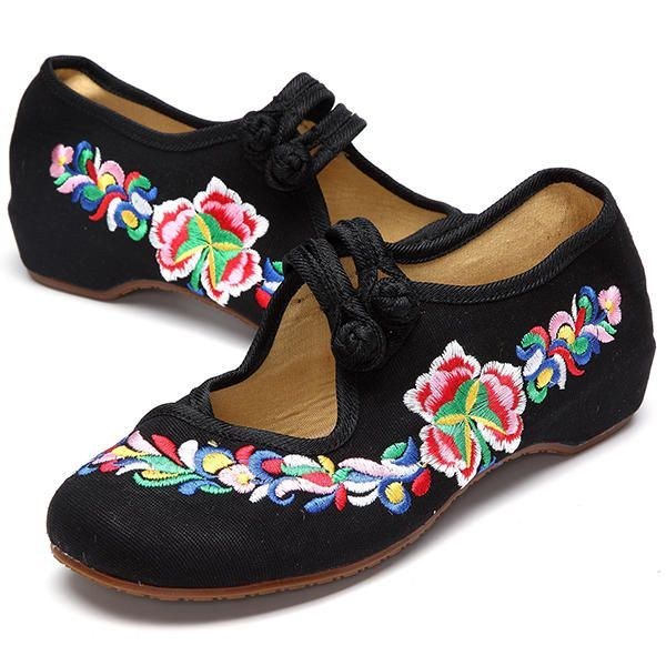 Blomsterbroderede Slip On Retro Flat Loafers Til Kvinder