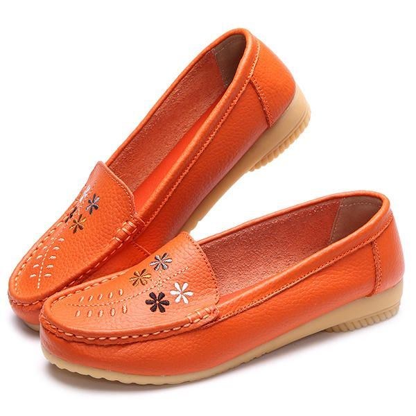 Blomsterbroderi Til Kvinder Casual Slip On Flat Shoes