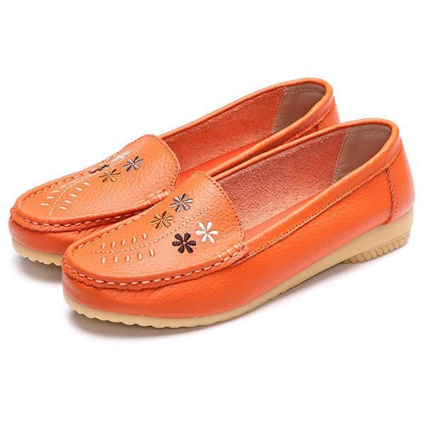 Blomsterbroderi Til Kvinder Casual Slip On Flat Shoes