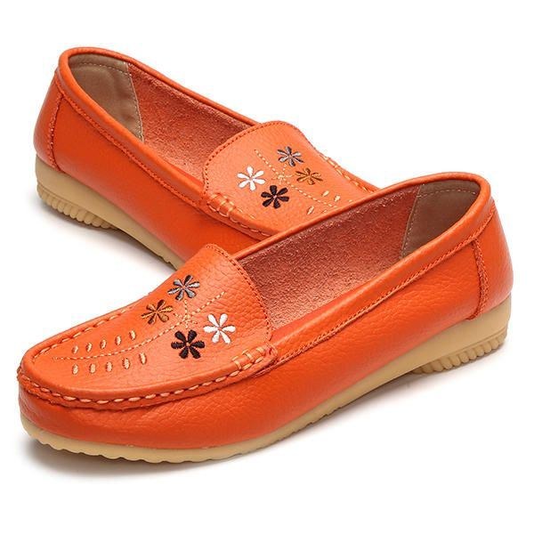 Blomsterbroderi Til Kvinder Casual Slip On Flat Shoes