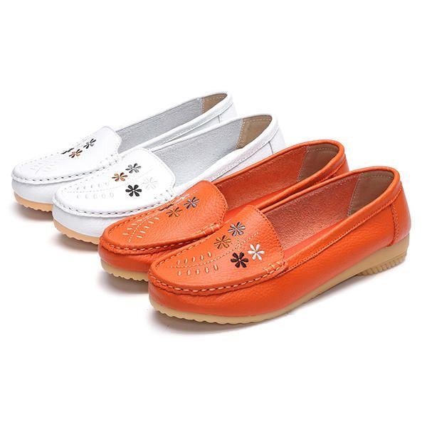 Blomsterbroderi Til Kvinder Casual Slip On Flat Shoes