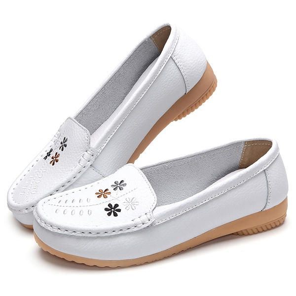 Blomsterbroderi Til Kvinder Casual Slip On Flat Shoes