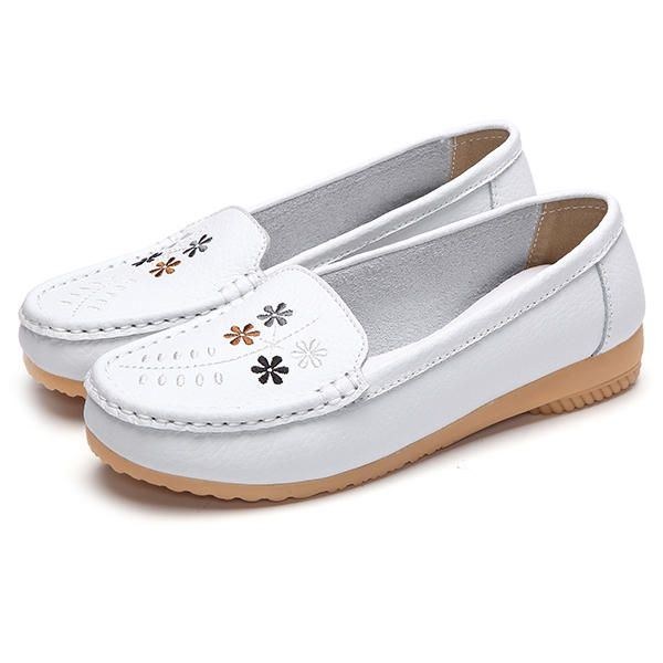 Blomsterbroderi Til Kvinder Casual Slip On Flat Shoes