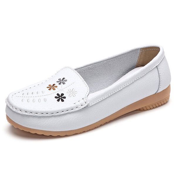 Blomsterbroderi Til Kvinder Casual Slip On Flat Shoes