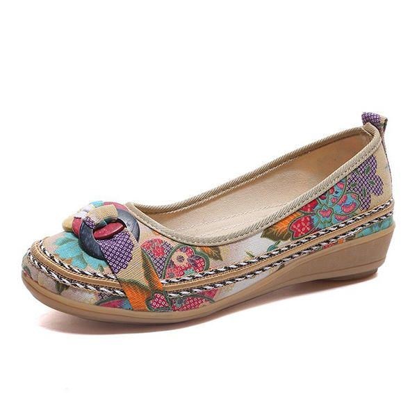 Broderi Flower Slip On Flat Loafers Til Kvinder