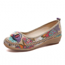 Broderi Flower Slip On Flat Loafers Til Kvinder