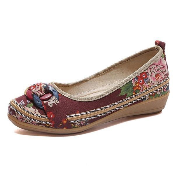 Broderi Flower Slip On Flat Loafers Til Kvinder