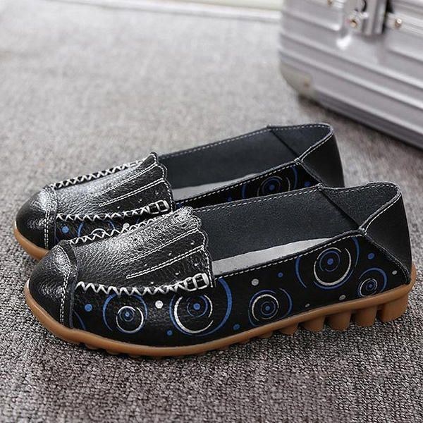 Dame Blød Sål Casual Comfy Slip On Flat Loafers