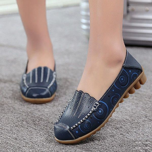 Dame Blød Sål Casual Comfy Slip On Flat Loafers