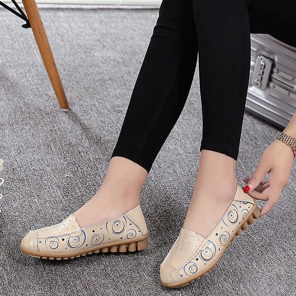 Dame Blød Sål Casual Comfy Slip On Flat Loafers