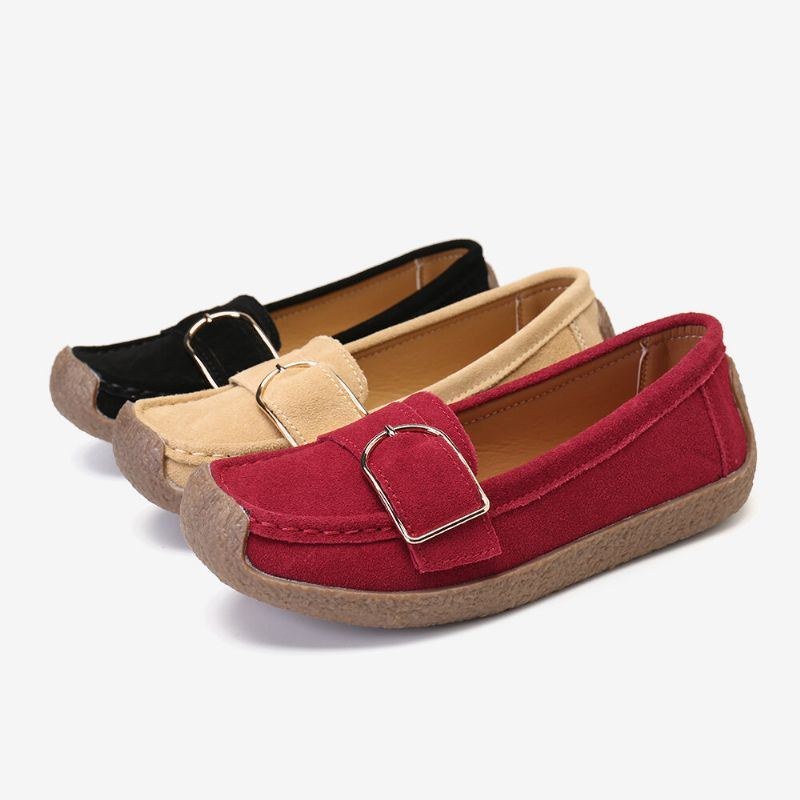 Dame Blød Sål Spænde Åndbar Casual Slip On Flats