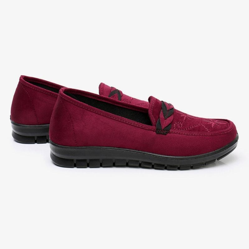 Dame Blomster Broderi Shallow Bærbare Slip-on Loafers