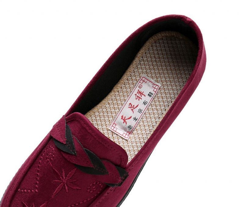 Dame Blomster Broderi Shallow Bærbare Slip-on Loafers