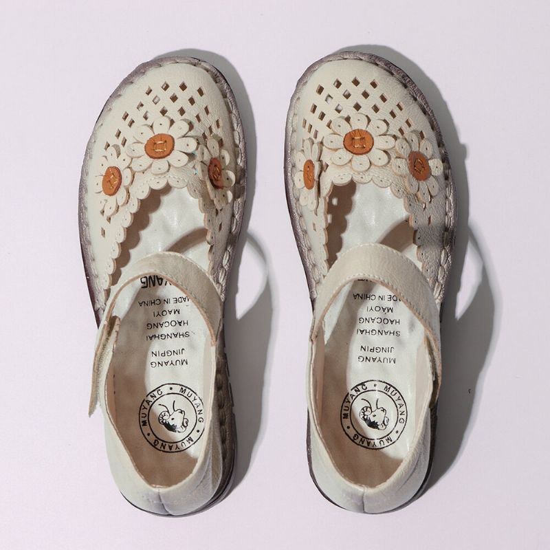 Dame Blomster Decor Hollow Comfy Krogløkke Casual Flats