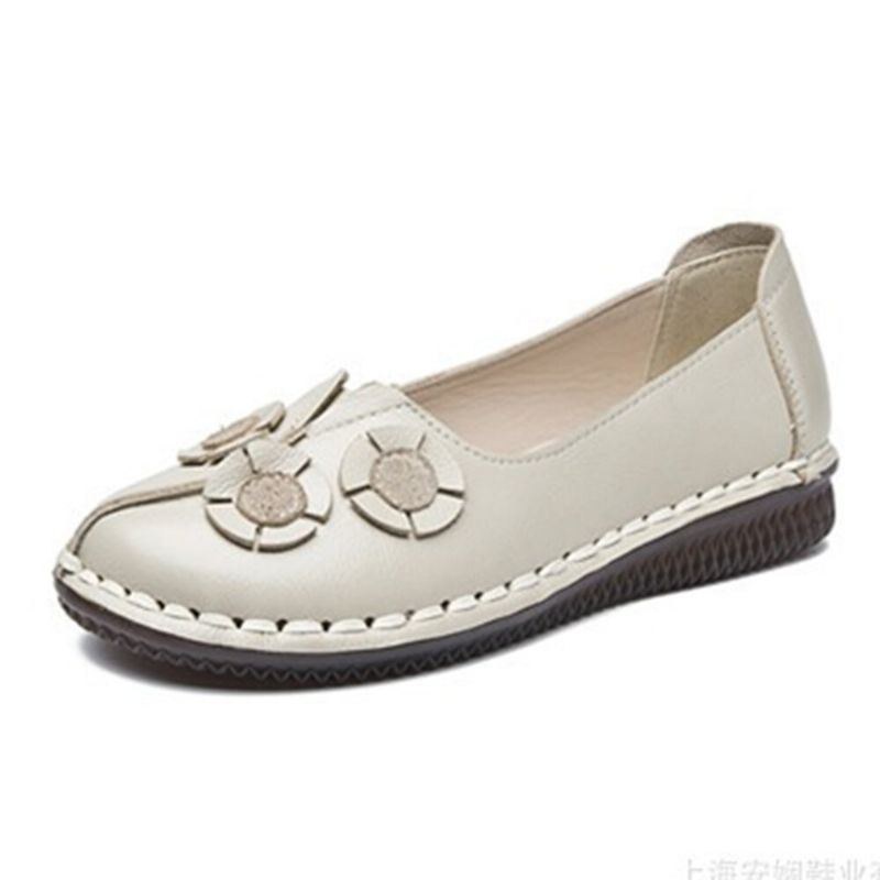 Dame Blomster Decor Komfortabel Casual Slip On Flat Loafers