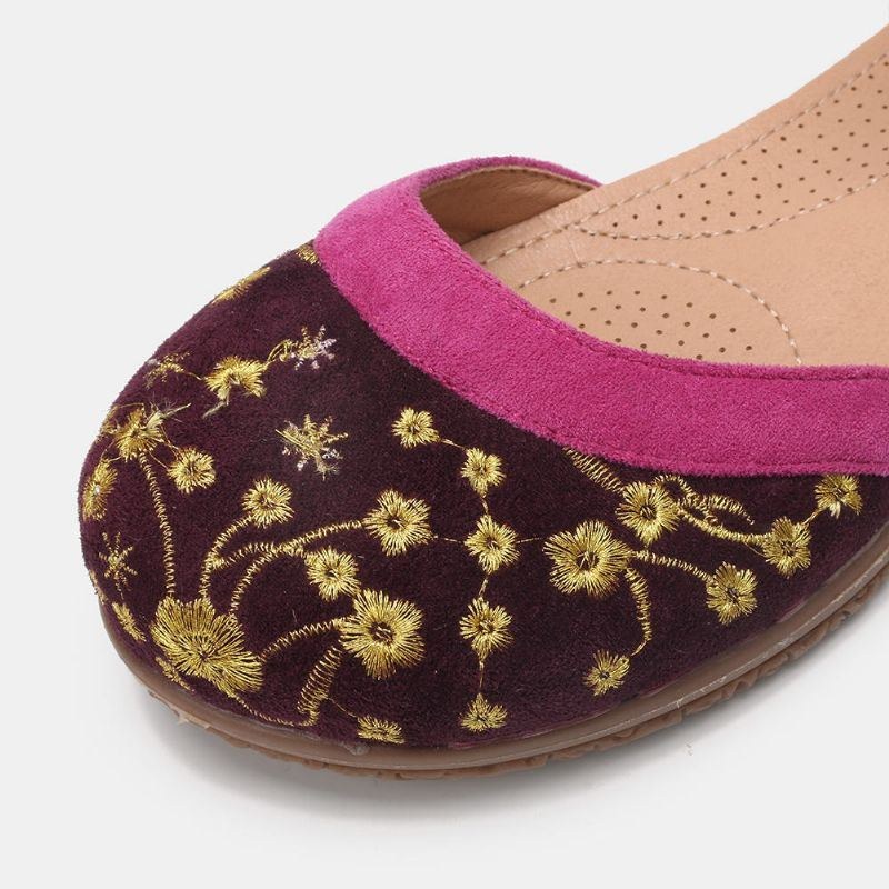 Dame Blomsterbroderi Blød Sål Skridsikre Casual Flats