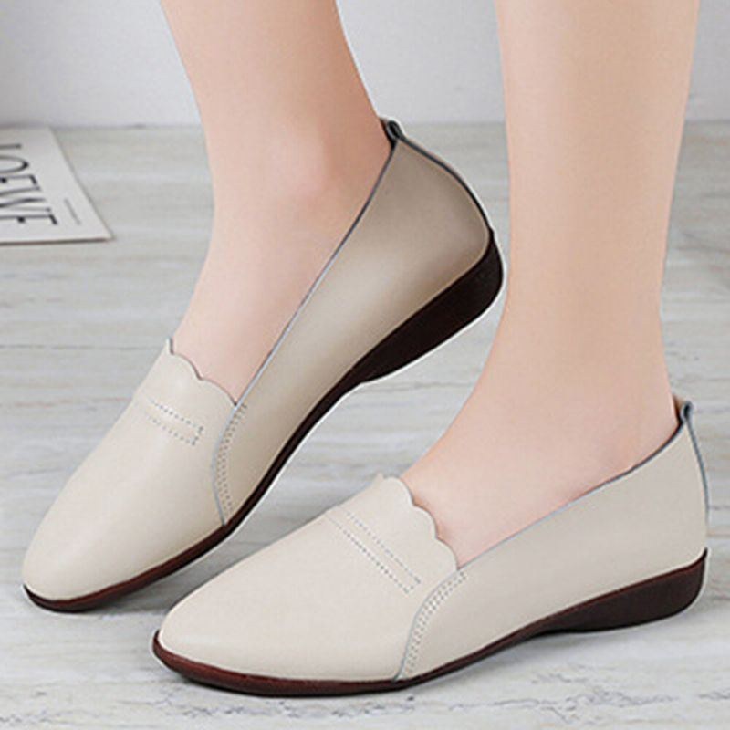 Dame Blondestrim Behagelig Blød Sål Casual Slip On Flats Loafers