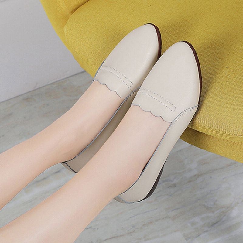 Dame Blondestrim Behagelig Blød Sål Casual Slip On Flats Loafers