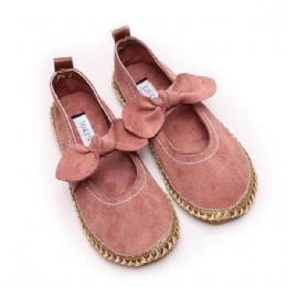 Dame Bowknot Rund Toe Slip-on Ruskind Udendørs Flade Fritidssko