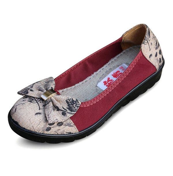 Dame Bowknot Slip On Casual Runde Toe Flats Loafers