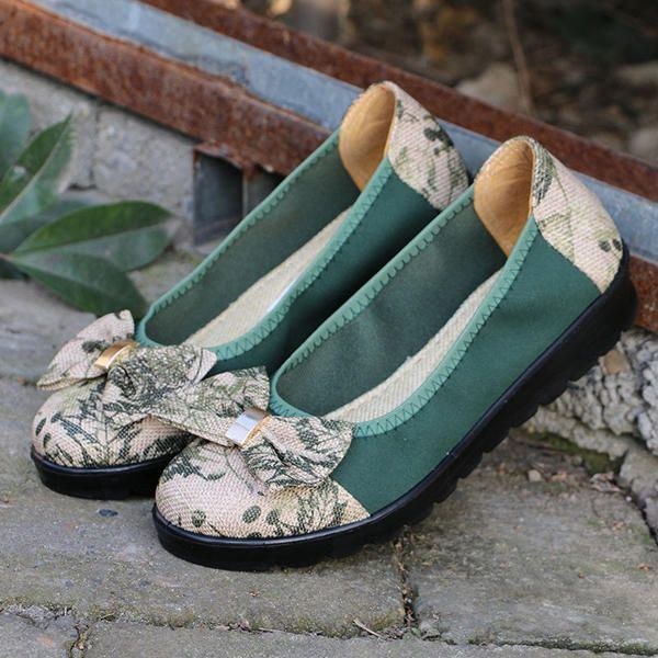 Dame Bowknot Slip On Casual Runde Toe Flats Loafers