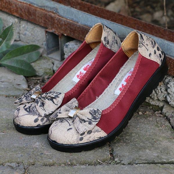 Dame Bowknot Slip On Casual Runde Toe Flats Loafers