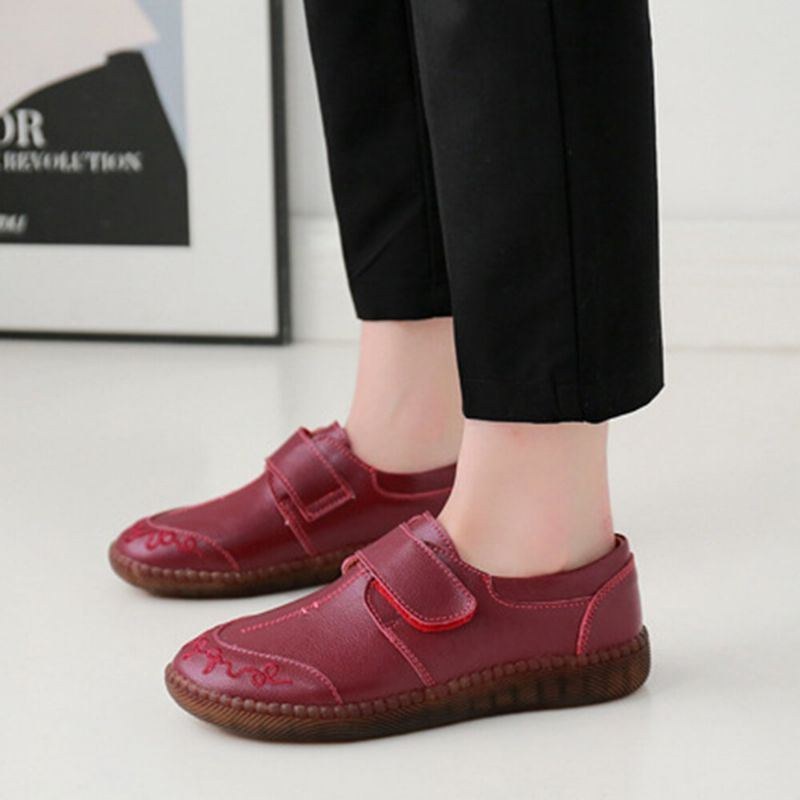 Dame Brief Kohud Læder Blød Sål Skridsikker Comfy Flats Casual Sko