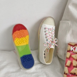 Dame Canvas Low Top Rainbow Sole Casual Student Flats