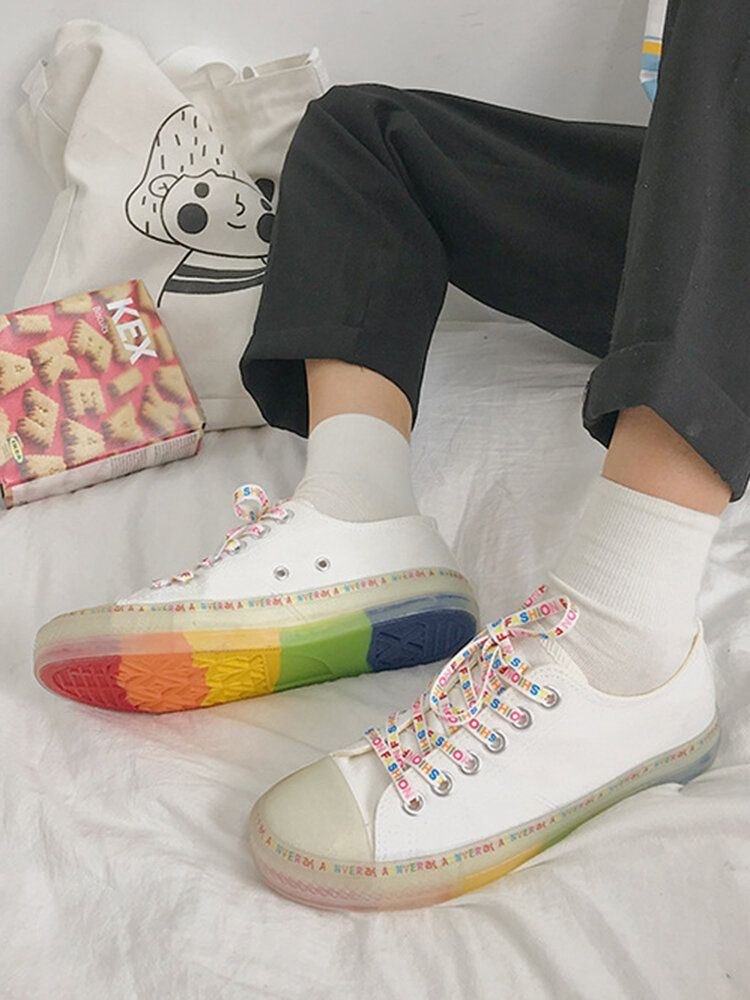 Dame Canvas Low Top Rainbow Sole Casual Student Flats