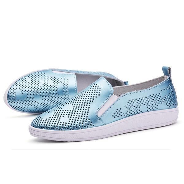 Dame Casual Åndbare Loafers Udhulede Slip-on Bløde Flade Sko