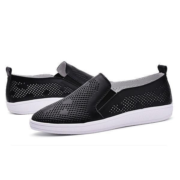 Dame Casual Åndbare Loafers Udhulede Slip-on Bløde Flade Sko